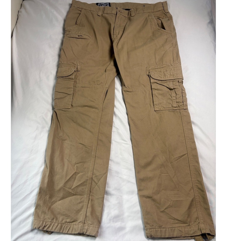 Jordan Craig Cargo Pants Mens 38x32 Khaki Tan Excellent Utility Multi-Pocket